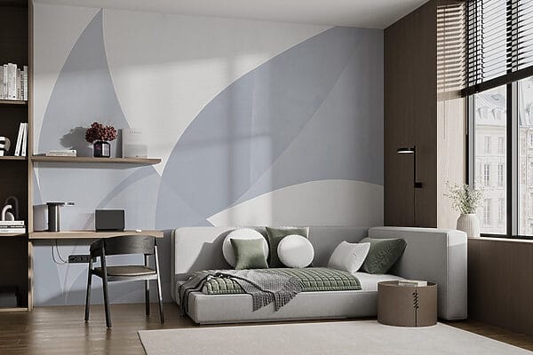 Wall murals Wall murals White and grey wall with geometric shapes (SKU: w08711)