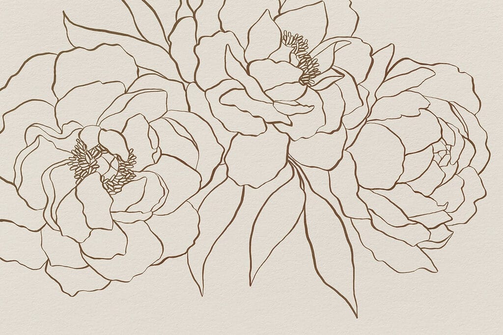 Drawing of flowers on a white surface Drawing of flowers on a white surface