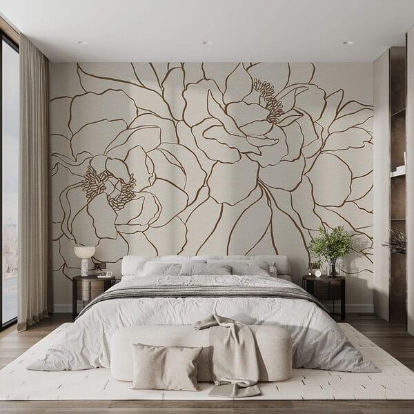 Drawing of flowers on a white surface Drawing of flowers on a white surface