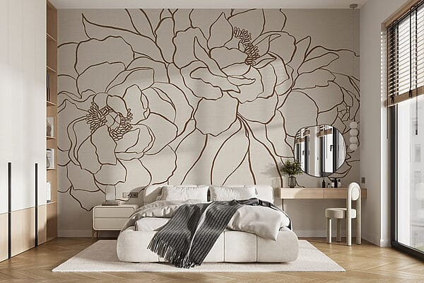 Drawing of flowers on a white surface Drawing of flowers on a white surface