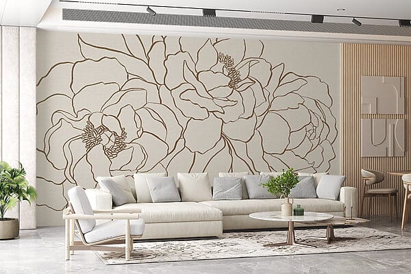 Drawing of flowers on a white surface Drawing of flowers on a white surface