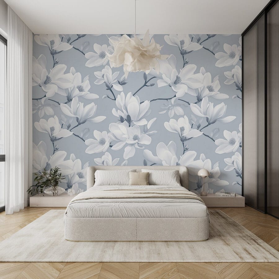 Wall murals Pattern of white flowers