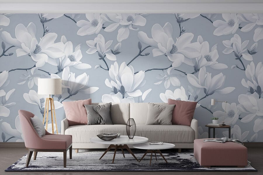 Wall murals Pattern of white flowers - Image 3