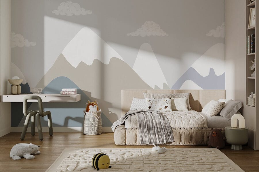 Wall murals Mountain range with clouds