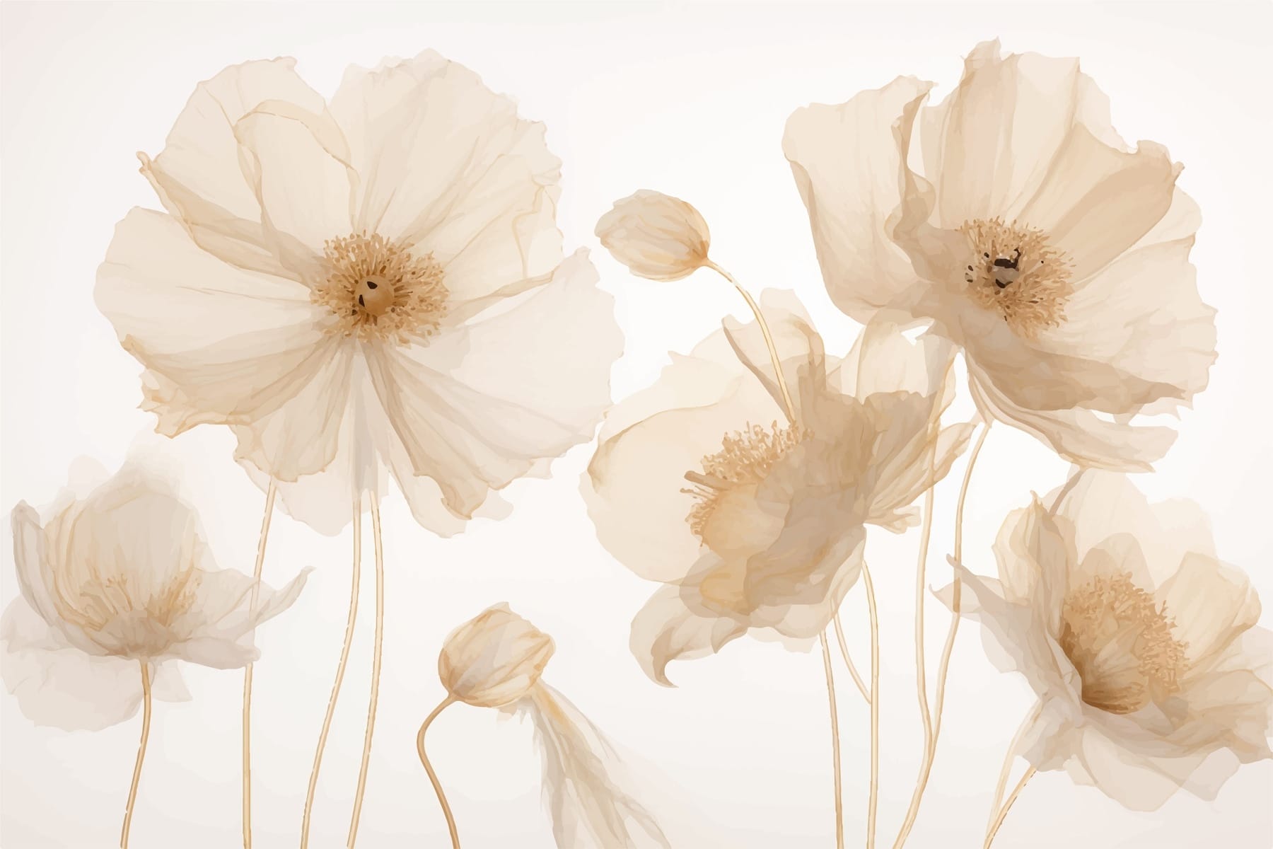 Group of flowers with stems