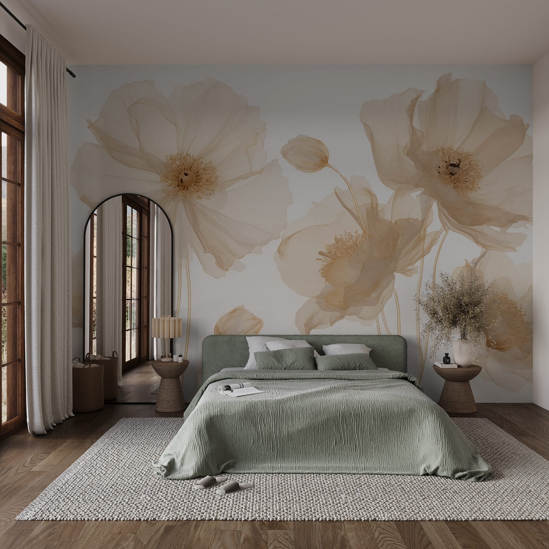 Group of flowers with stems