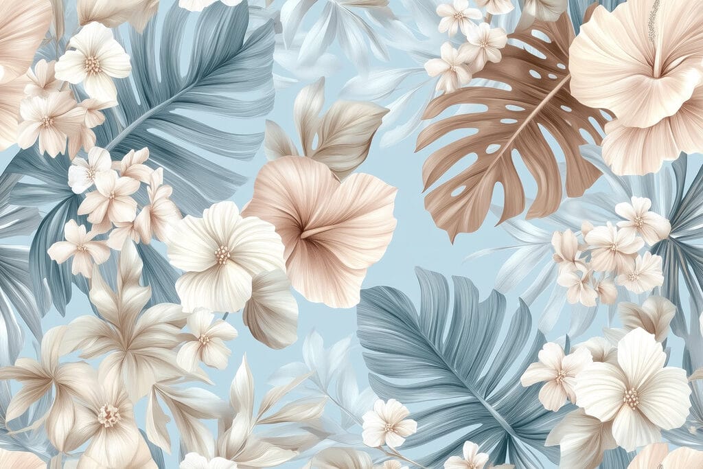 Floral pattern with white and brown flowers Floral pattern with white and brown flowers