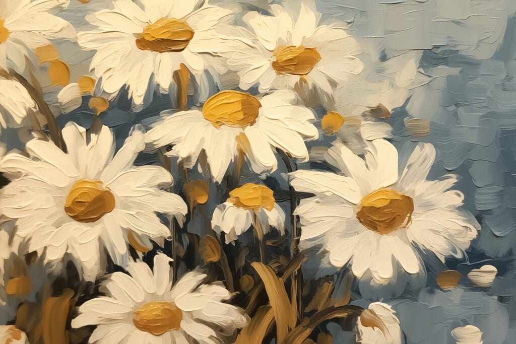 Painting of white and yellow flowers Painting of white and yellow flowers