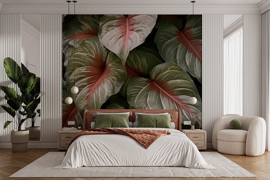Lush green leaves with vibrant hues