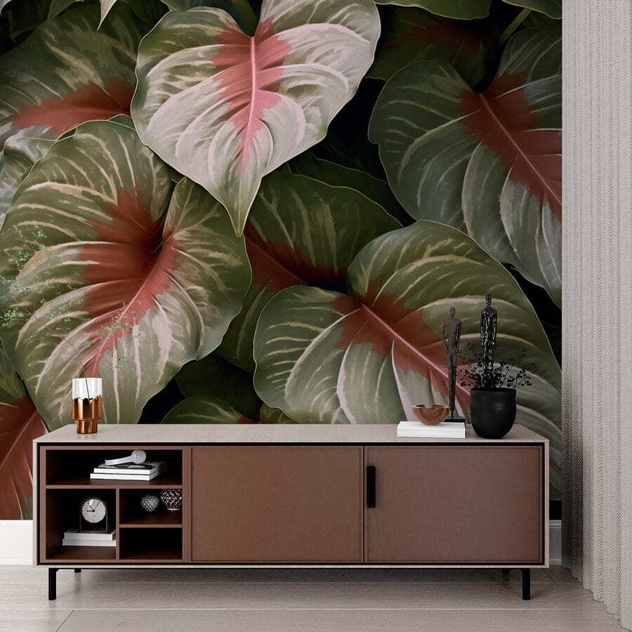 Lush green leaves with vibrant hues