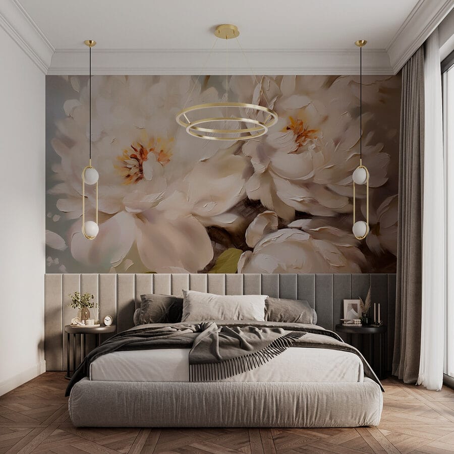 Wall murals Painting of white flowers