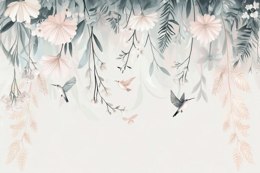 Wall murals Bird flying over flowers - Image 6