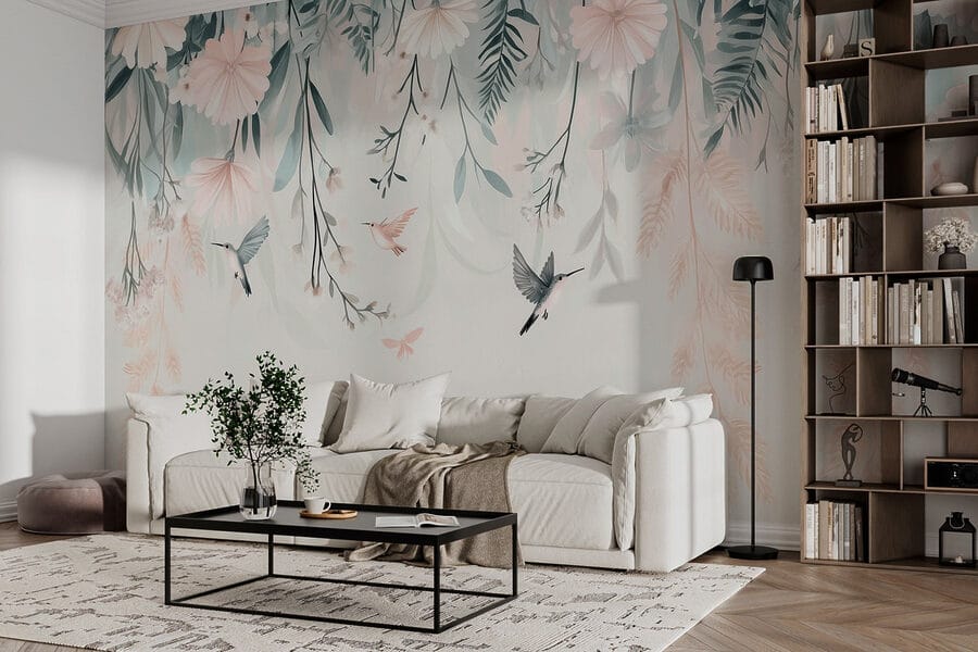 Wall murals Bird flying over flowers - Image 4