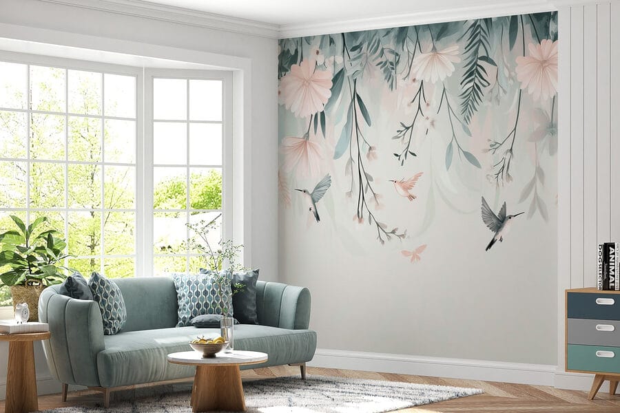 Wall murals Bird flying over flowers - Image 5
