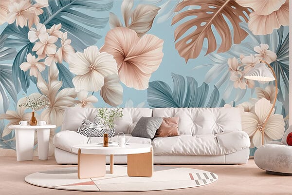 Floral pattern with white and brown flowers Floral pattern with white and brown flowers