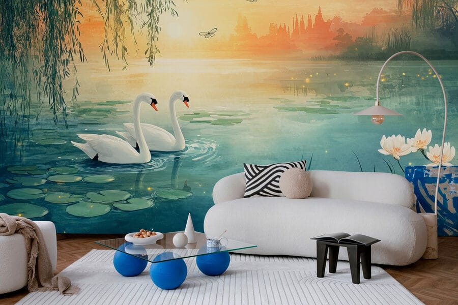 Two swans in a lake