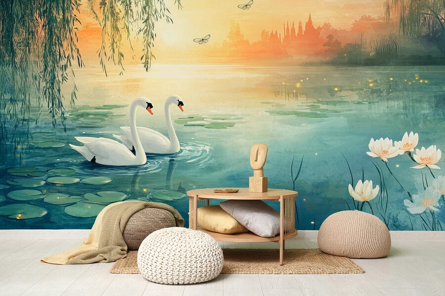 Two swans in a lake