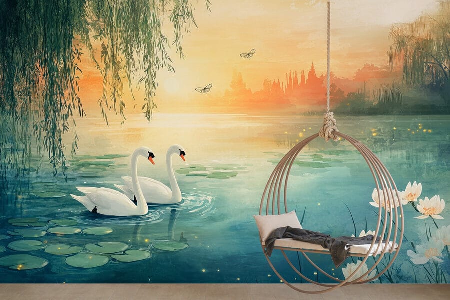 Two swans in a lake