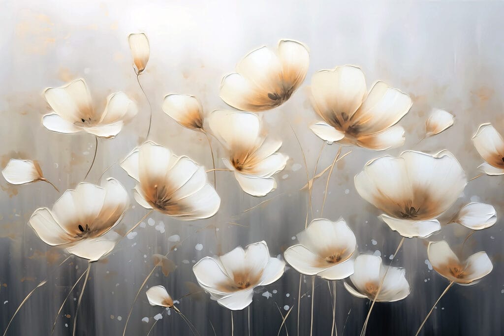 Painting of flowers on a grey background Painting of flowers on a grey background