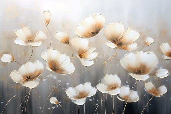 Painting of flowers on a grey background Painting of flowers on a grey background