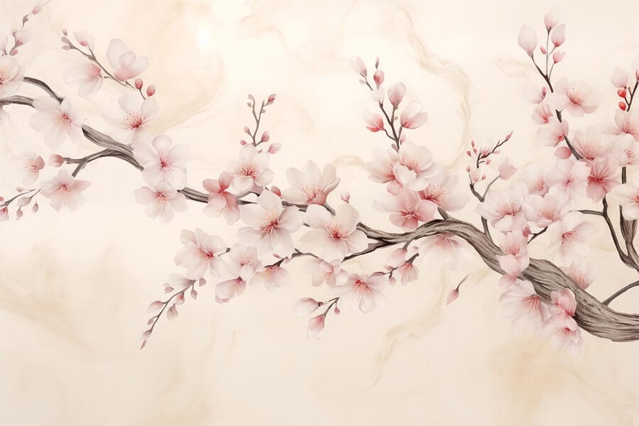 Wall murals Branch with flowers on it - Image 3