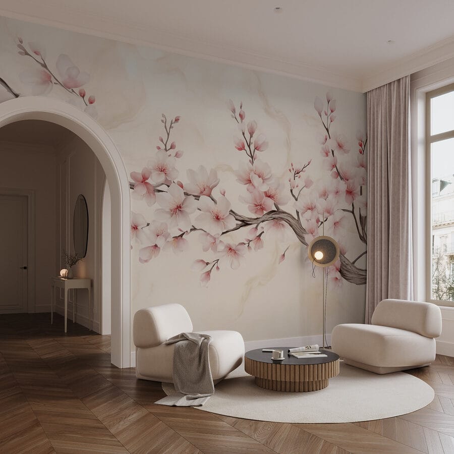 Wall murals Branch with flowers on it