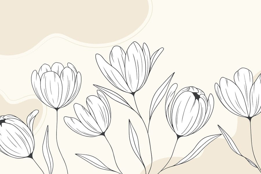 Wall murals Line drawing of flowers - Image 3