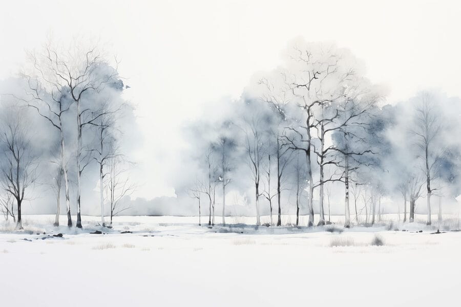 Group of trees in a snowy field
