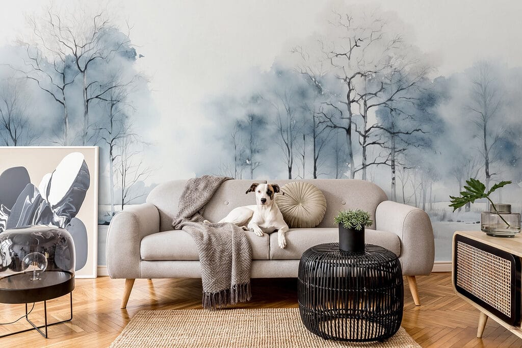 Group of trees in a snowy field