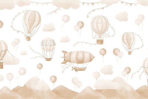 Group of hot air balloons and mountains Group of hot air balloons and mountains