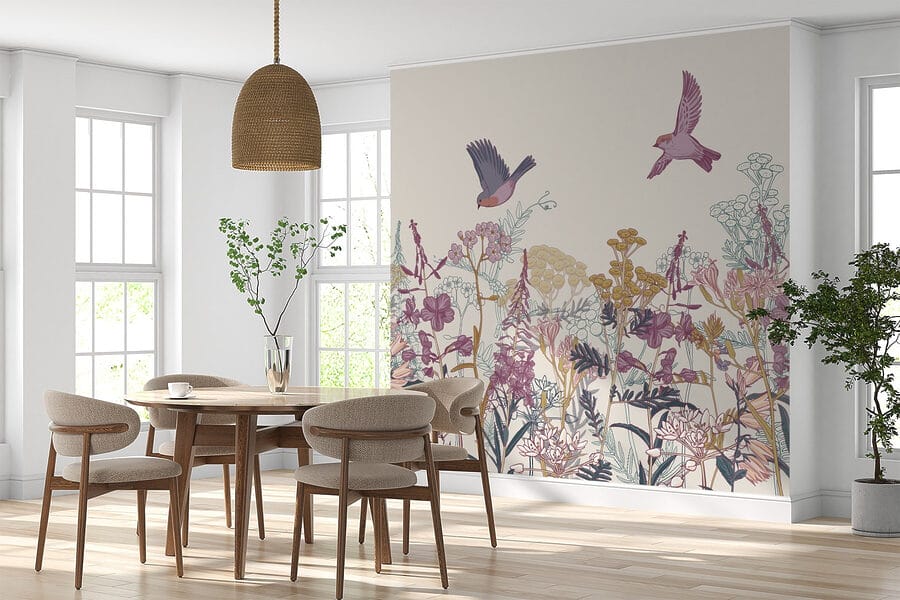 Wall murals Birds flying over flowers - Image 3