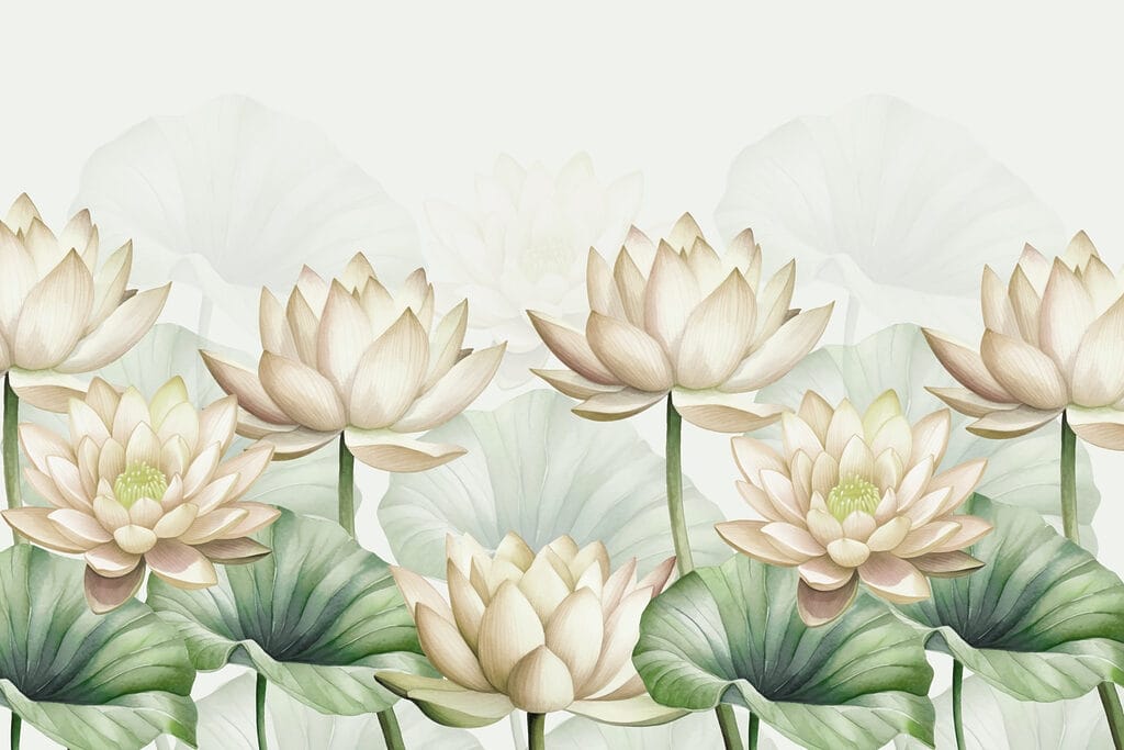 Group of white flowers with green leaves Group of white flowers with green leaves
