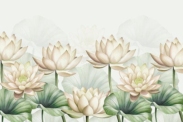 Group of white flowers with green leaves Group of white flowers with green leaves