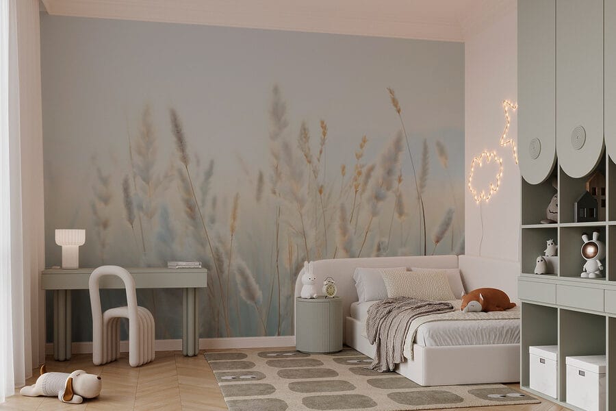Soft grasses in tranquil sunlight