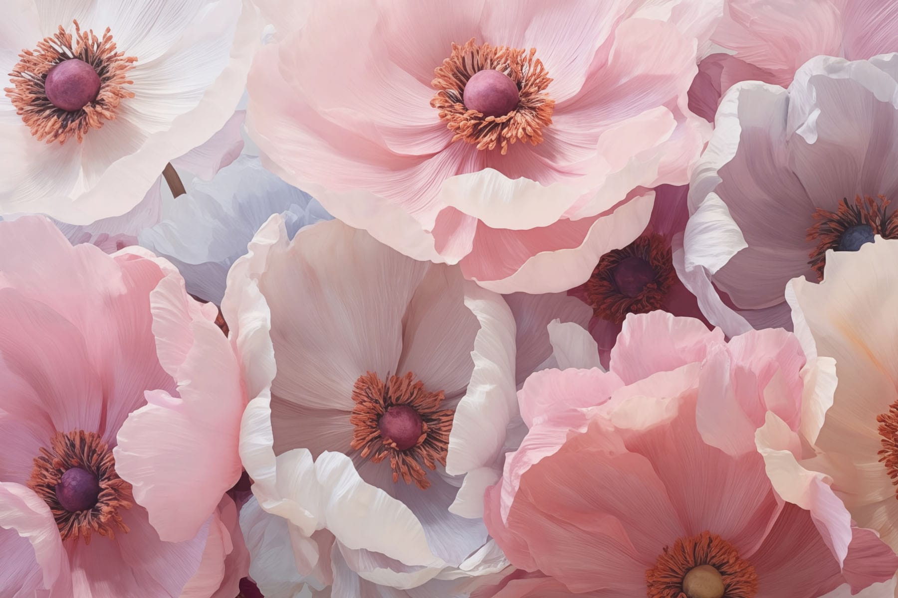 Group of pink and white flowers