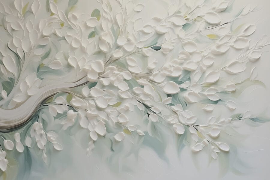 White tree with leaves on it