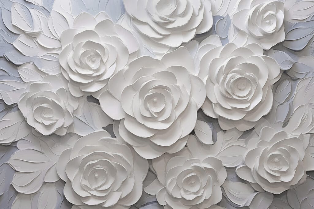 Group of white paper flowers Group of white paper flowers