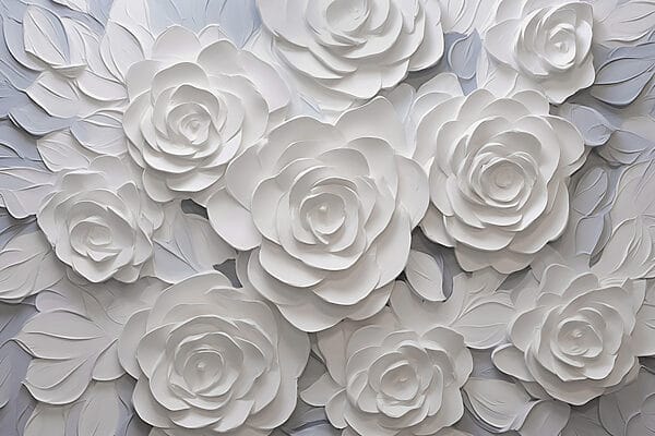 Group of white paper flowers Group of white paper flowers