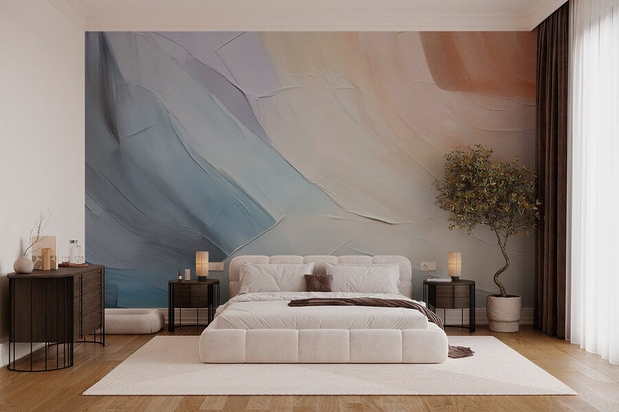 Wall murals Abstract waves in soft colors.