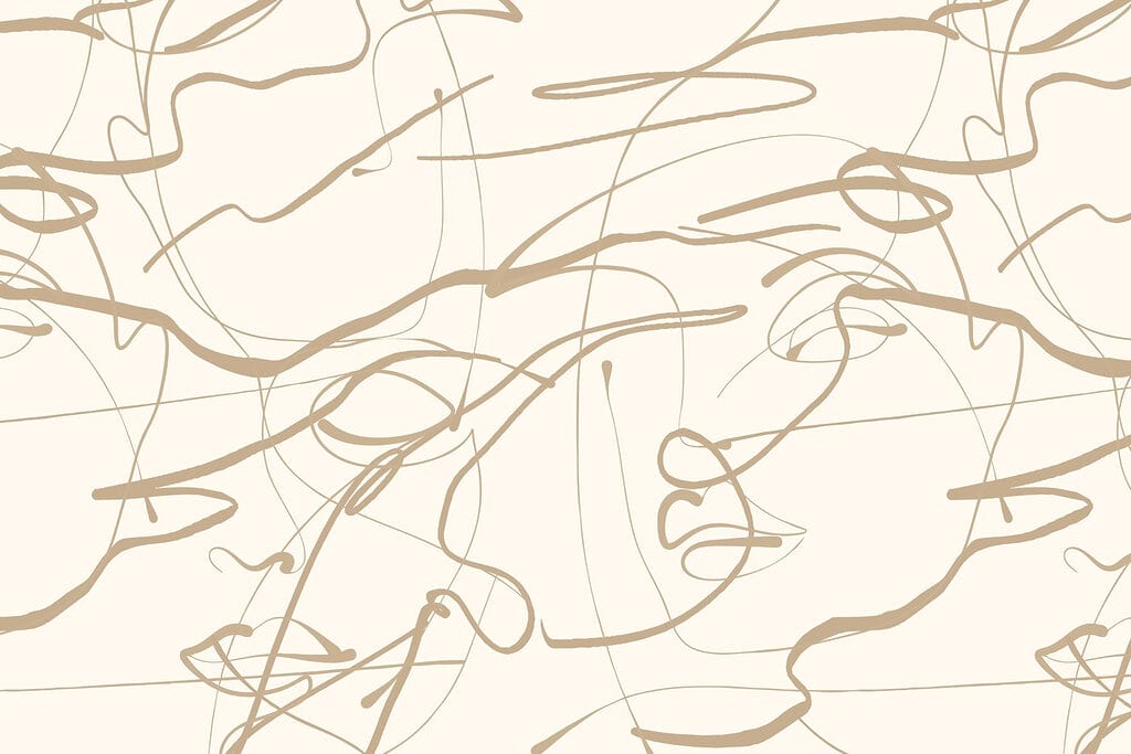 White background with brown lines