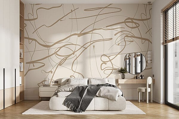 White background with brown lines