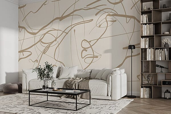 White background with brown lines