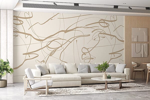 White background with brown lines