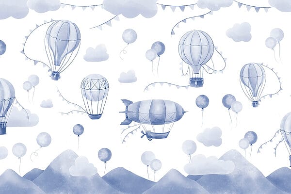 Group of hot air balloons and mountains Group of hot air balloons and mountains