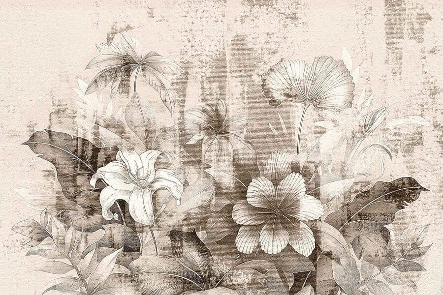 Delicate floral sketch in soft tones Delicate floral sketch in soft tones