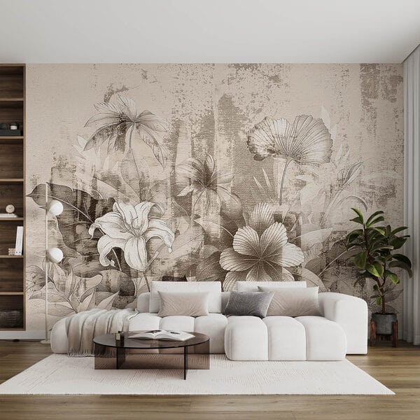 Delicate floral sketch in soft tones Delicate floral sketch in soft tones