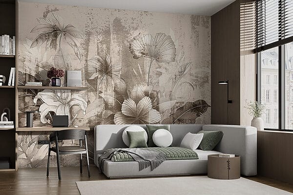 Delicate floral sketch in soft tones Delicate floral sketch in soft tones