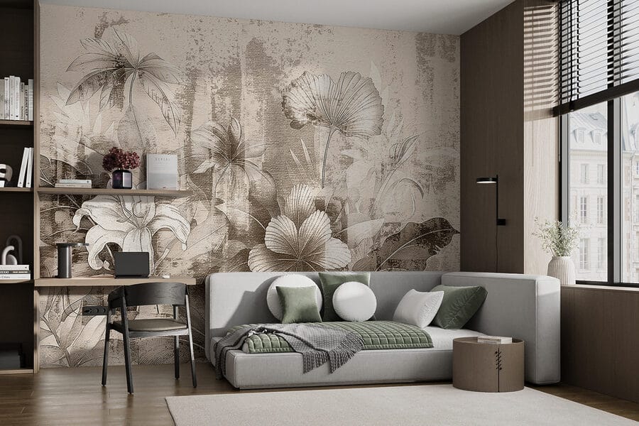 Delicate floral sketch in soft tones Delicate floral sketch in soft tones