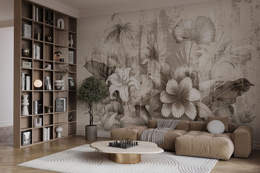 Delicate floral sketch in soft tones Delicate floral sketch in soft tones