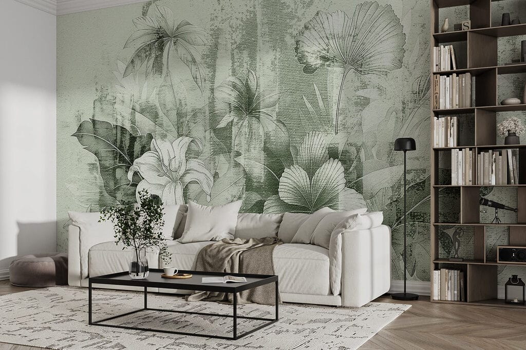 Delicate flora on textured backdrop